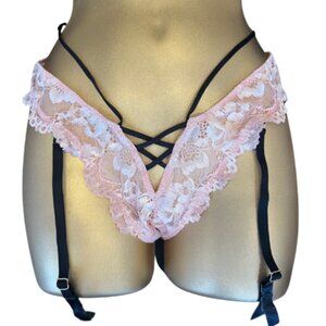 LA SENZA Sexy Lace Pantie / Pink & Black / Size L